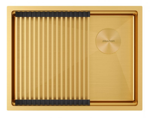 Кухонная мойка Paulmark NEXT-PRO 58 UNI PM705845-BG браншированное золото 58х45 см