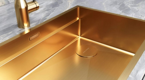 Кухонная мойка Paulmark NEXT-PRO 58 UNI PM705845-BG браншированное золото 58х45 см