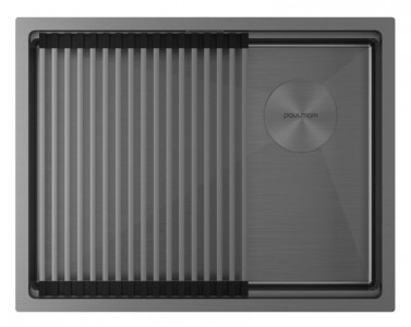 Кухонная мойка Paulmark NEXT-PRO 58 UNI PM705845-GM вороненая сталь 58х45 см