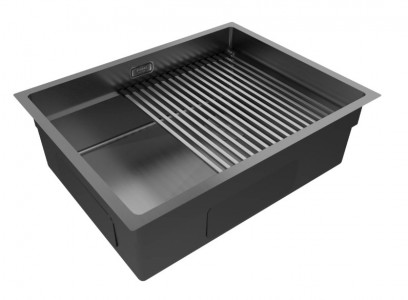 Кухонная мойка Paulmark NEXT-PRO 58 UNI PM705845-GM вороненая сталь 58х45 см