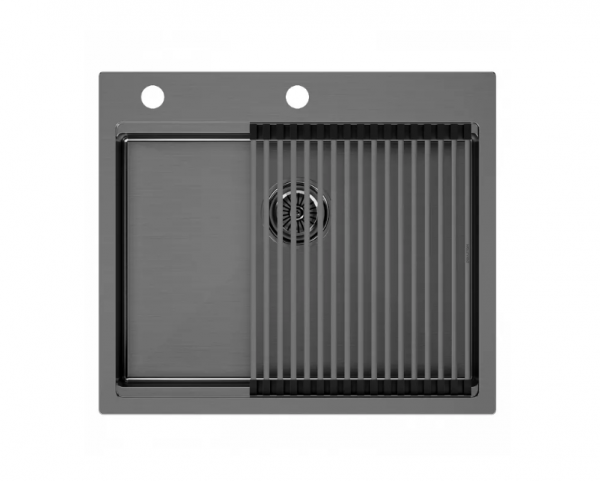 Кухонная мойка Paulmark KRONER-PRO 59 PM75951-GM вороненая сталь 59х51см