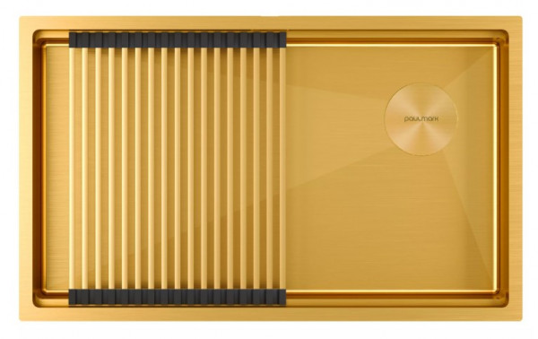 Кухонная мойка Paulmark NEXT-PRO 74 UNI PM707445-BG браншированное золото 74х45 см
