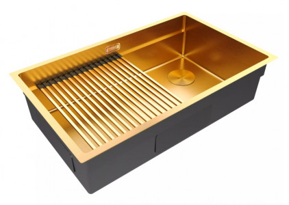 Кухонная мойка Paulmark NEXT-PRO 74 UNI PM707445-BG браншированное золото 74х45 см