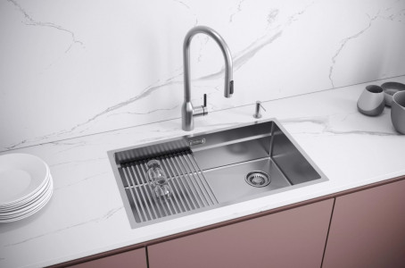 Кухонная мойка Paulmark NEXT-PRO 74 UNI PM707445-BS браншированная сталь 74х45 см