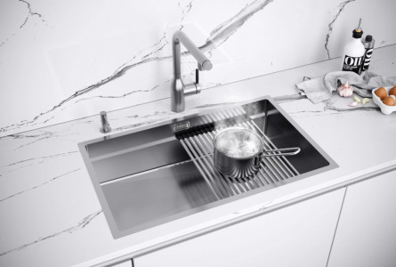 Кухонная мойка Paulmark NEXT-PRO 74 UNI PM707445-BS браншированная сталь 74х45 см