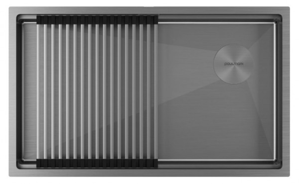 Кухонная мойка Paulmark NEXT-PRO 74 UNI PM707445-GM вороненая сталь 74х45 см