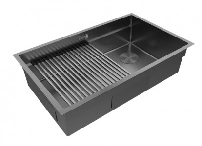 Кухонная мойка Paulmark NEXT-PRO 74 UNI PM707445-GM вороненая сталь 74х45 см