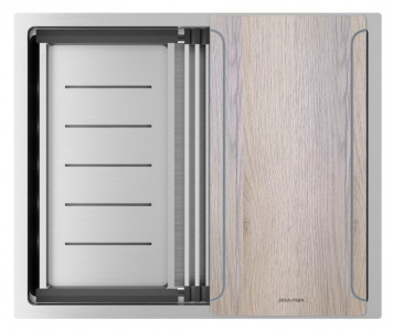 Кухонная мойка Paulmark NEXT-MULTI SINK 54 UNI PM785445-BS браншированная сталь 54х45 см