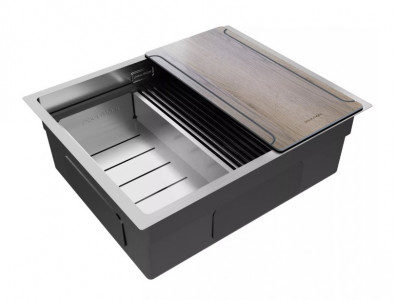 Кухонная мойка Paulmark NEXT-MULTI SINK 54 UNI PM785445-BS браншированная сталь 54х45 см