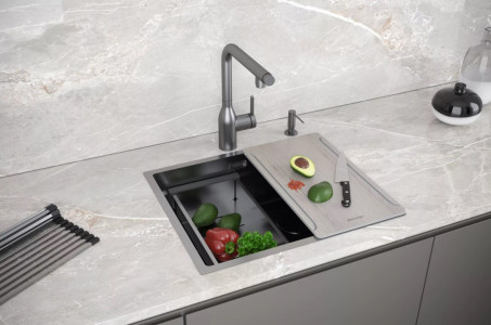 Кухонная мойка Paulmark NEXT-MULTI SINK 54 UNI PM785445-GM вороненая сталь 54х45 см