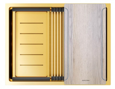 Кухонная мойка Paulmark NEXT-MULTI SINK 58 UNI PM785845-BG браншированное золото 58х45 см
