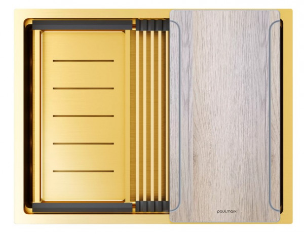 Кухонная мойка Paulmark NEXT-MULTI SINK 58 UNI PM785845-BG браншированное золото 58х45 см