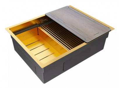 Кухонная мойка Paulmark NEXT-MULTI SINK 58 UNI PM785845-BG браншированное золото 58х45 см