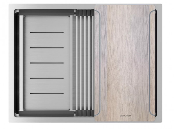 Кухонная мойка Paulmark NEXT-MULTI SINK 58 UNI PM785845-BS браншированная сталь 58х45 см