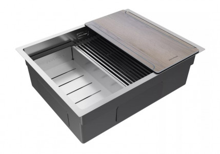 Кухонная мойка Paulmark NEXT-MULTI SINK 58 UNI PM785845-BS браншированная сталь 58х45 см