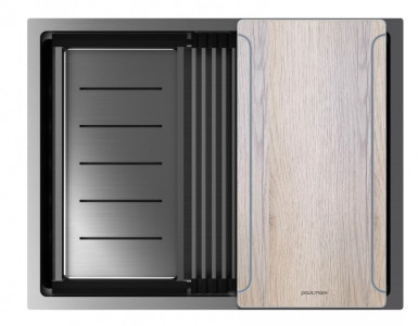 Кухонная мойка Paulmark NEXT-MULTI SINK 58 UNI PM785845-GM вороненая сталь 58х45 см