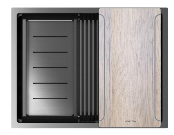 Кухонная мойка Paulmark NEXT-MULTI SINK 58 UNI PM785845-GM вороненая сталь 58х45 см