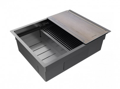 Кухонная мойка Paulmark NEXT-MULTI SINK 58 UNI PM785845-GM вороненая сталь 58х45 см