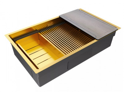 Кухонная мойка Paulmark NEXT-MULTI SINK 74 UNI PM787445-BG браншированное золото 74х45 см