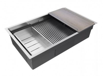 Кухонная мойка Paulmark NEXT-MULTI SINK 74 UNI PM787445-BS браншированная сталь 74х45 см