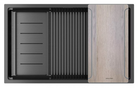 Кухонная мойка Paulmark NEXT-MULTI SINK 74 UNI PM787445-GM вороненая сталь 74х45 см