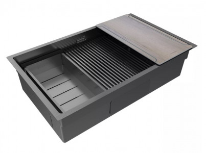 Кухонная мойка Paulmark NEXT-MULTI SINK 74 UNI PM787445-GM вороненая сталь 74х45 см