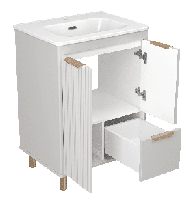 Тумба под раковину Brevita Risacca crema 60 напольная 2 дв. 1 ящ. RIS-06060-0342Я серый кашемир эмаль