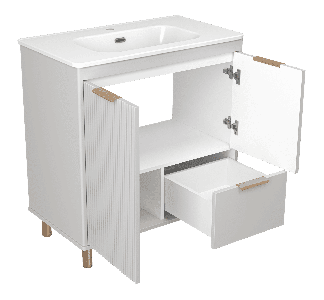 Тумба под раковину Brevita Risacca crema 80 напольная 2 дв. 1 ящ. RIS-06080-0342Я серый кашемир эмаль