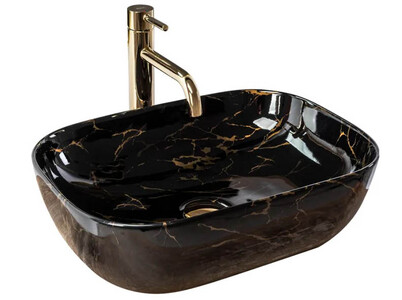 Накладной умывальник Rea Belinda Black Marble Shiny U8907 46,5х33