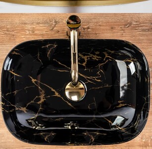 Накладной умывальник Rea Belinda Black Marble Shiny U8907 46,5х33