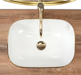 Накладной умывальник Rea Belinda Diamond White Gold U8471 46,5х33,5