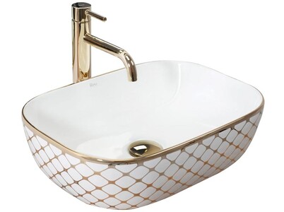 Накладной умывальник Rea Belinda Diamond White Gold U8471 46,5х33,5