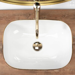 Накладной умывальник Rea Belinda Wave White Gold U8472 46,5х33,5