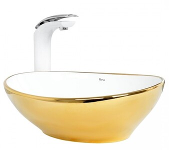 Накладной умывальник Rea Sofia Gold White U0456 41х34,5