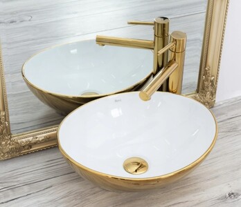 Накладной умывальник Rea Sofia Gold White U0456 41х34,5
