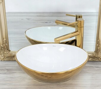 Накладной умывальник Rea Sofia Gold White U0456 41х34,5
