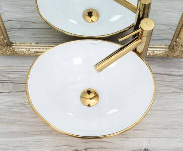 Накладной умывальник Rea Sofia Gold White U0456 41х34,5