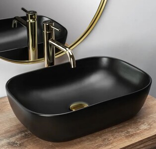 Накладной умывальник Rea Belinda Black matt Slim U8470 46,5х33,5