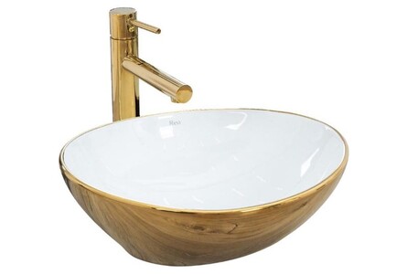 Накладной умывальник Rea Sofia Gold White U0456 41х34,5