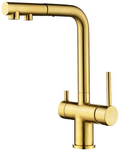Смеситель для кухни Paulmark Serpentine брашированное золото Se213222-BG