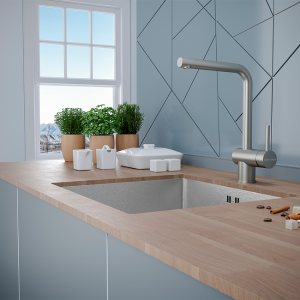 Смеситель для кухни Paulmark Spring нержавеющая сталь Sp212067-SS(BS)