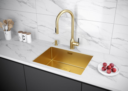 Смеситель для кухни Paulmark Universal брашированное золото Un213880-BG
