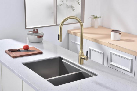 Смеситель для кухни Paulmark Universal светлое брашированное золото Un213880-SBG