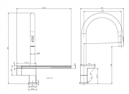 Смеситель кухонный Vieir V15014C черный с каскадным и выдвижным изливом