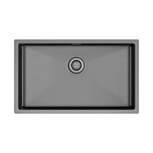 Кухонная мойка Paulmark ALLER 74 UNI PM807444-GM вороненая сталь 74х44 см