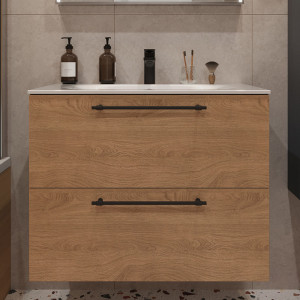 Тумба с раковиной подвесная 80см Terminus Venta VEN10802300001O шпон/дуб