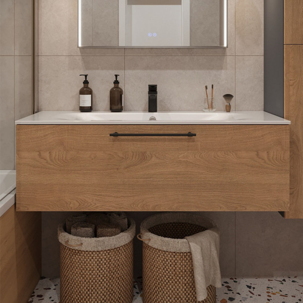 Тумба с раковиной подвесная 120см Terminus Venta VEN101201300001O шпон/дуб