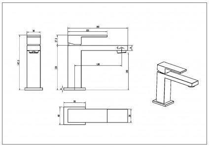 Cмеситель для умывальника Boheme Qubic Chrome 471-CR хром