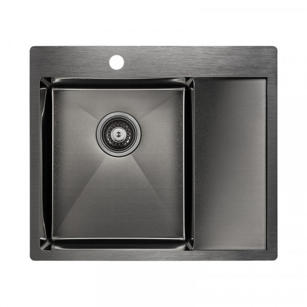 Кухонная мойка Paulmark KRONER 59F PM225951-GML вороненая сталь 59х51см