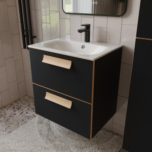 Тумба с раковиной подвесная 60см Terminus Noto NOT10602099901O черный soft touch